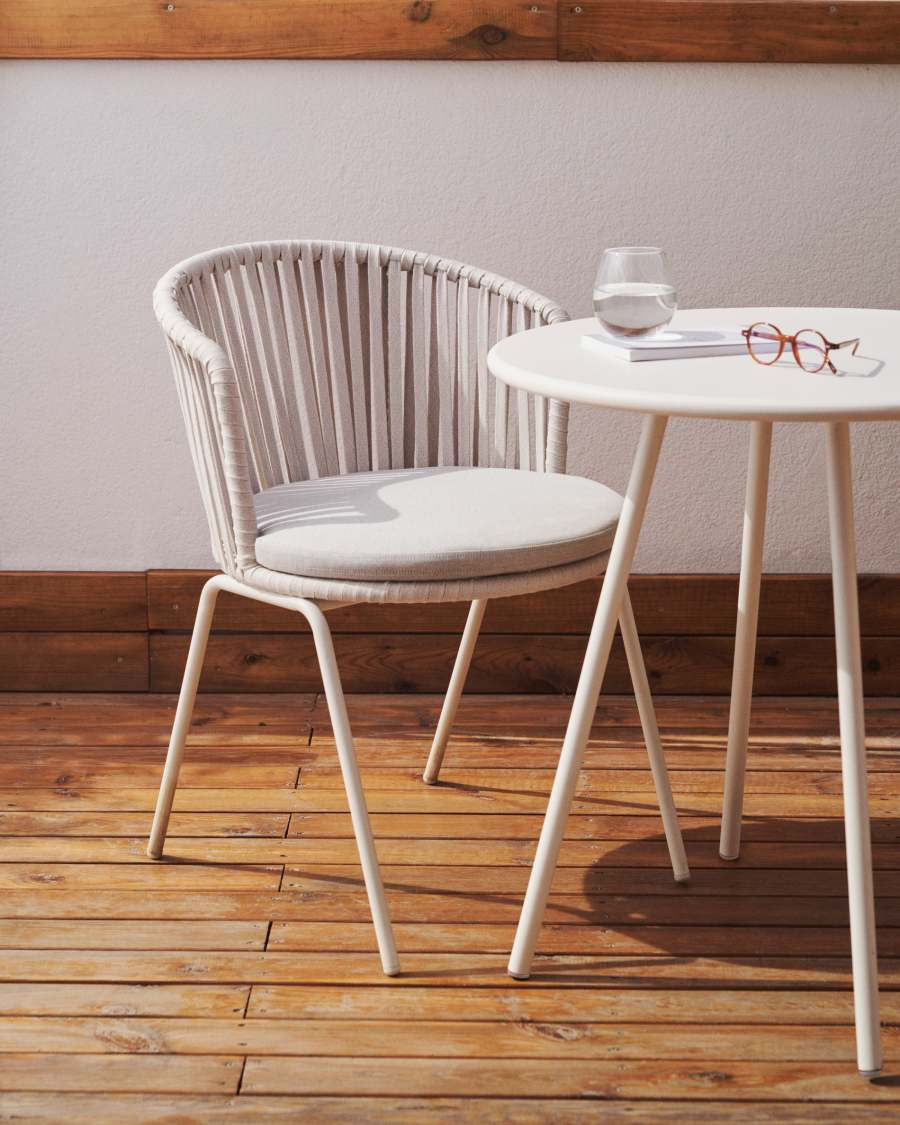 Sedia da esterni Saconca in corda e acciaio zincato grigio