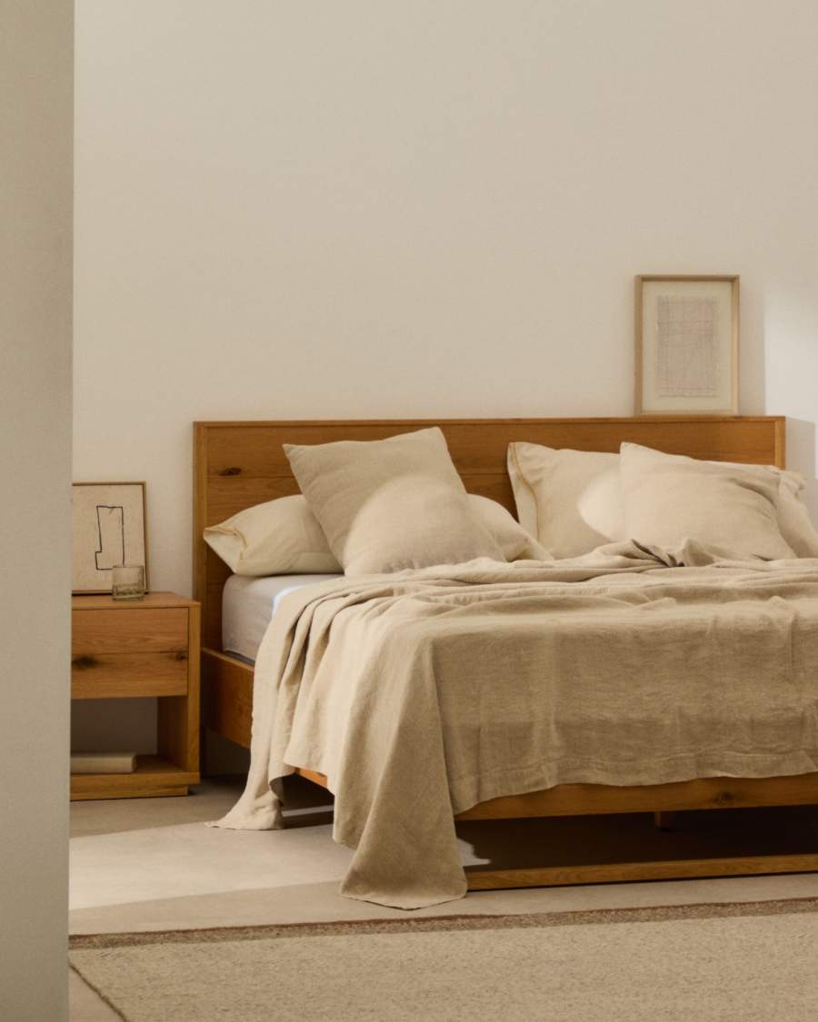 Κλινοσκεπάσματα Tandi 100% λινό μπεζ για κρεβάτι 90/135 εκ.