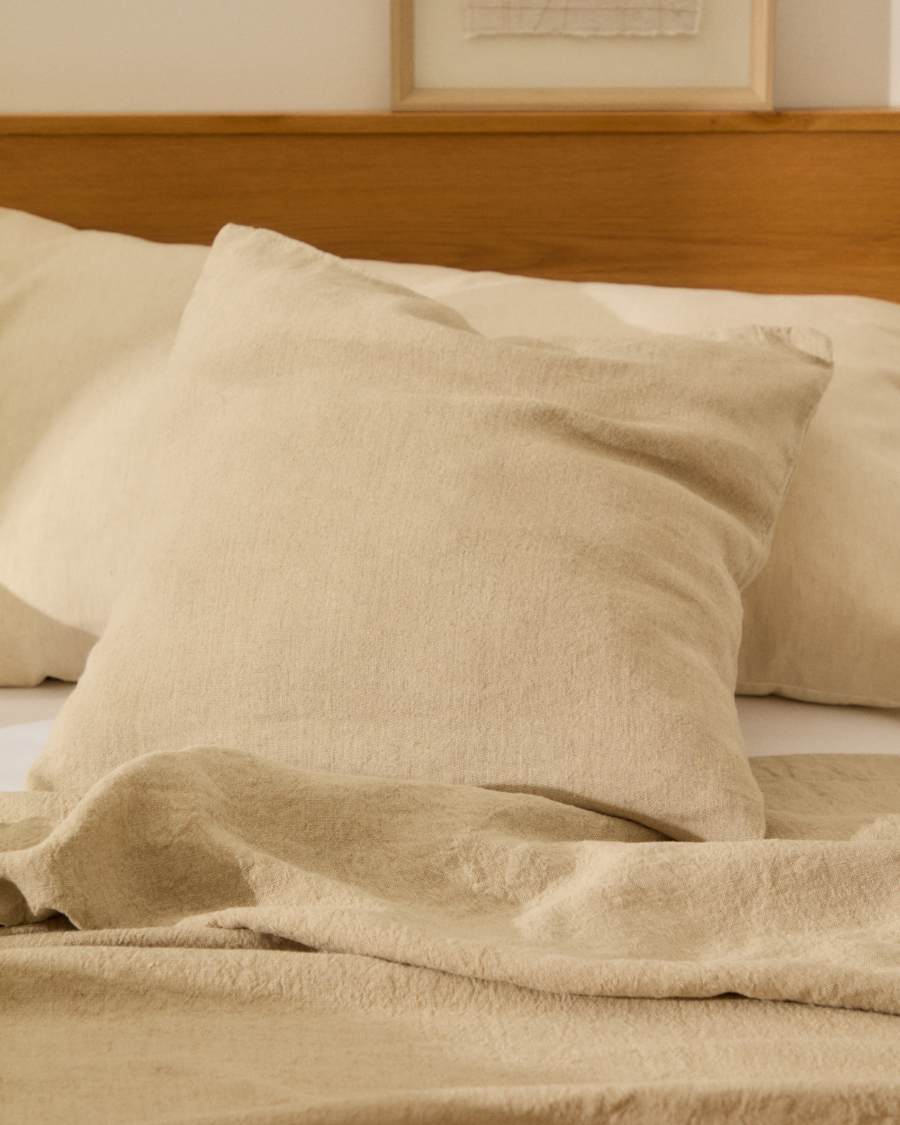 Κλινοσκεπάσματα Tandi 100% λινό μπεζ για κρεβάτι 90/135 εκ.