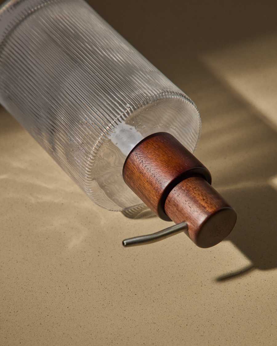 Dosificador de sabó Arlem de vidre transparent i bambú