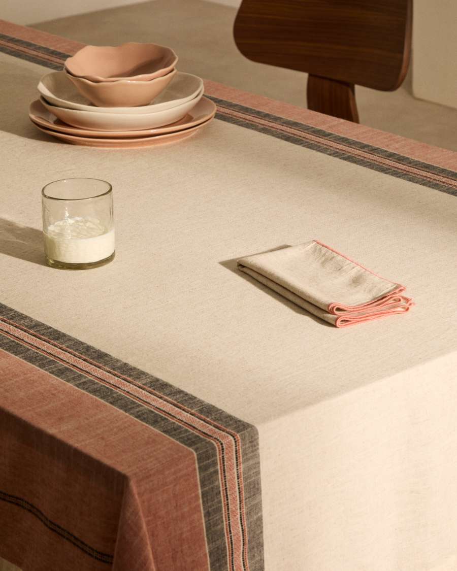 Nappe Veliat en lin et viscose à rayures tissées multicolores 170 x 250 cm