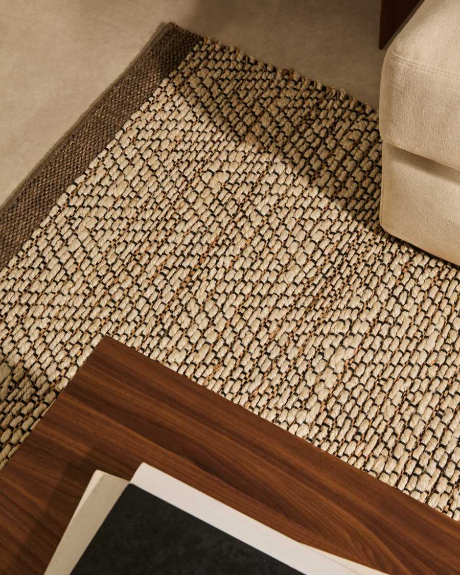 Jute-Jacquardteppich Arpe beige 160 x 230 cm