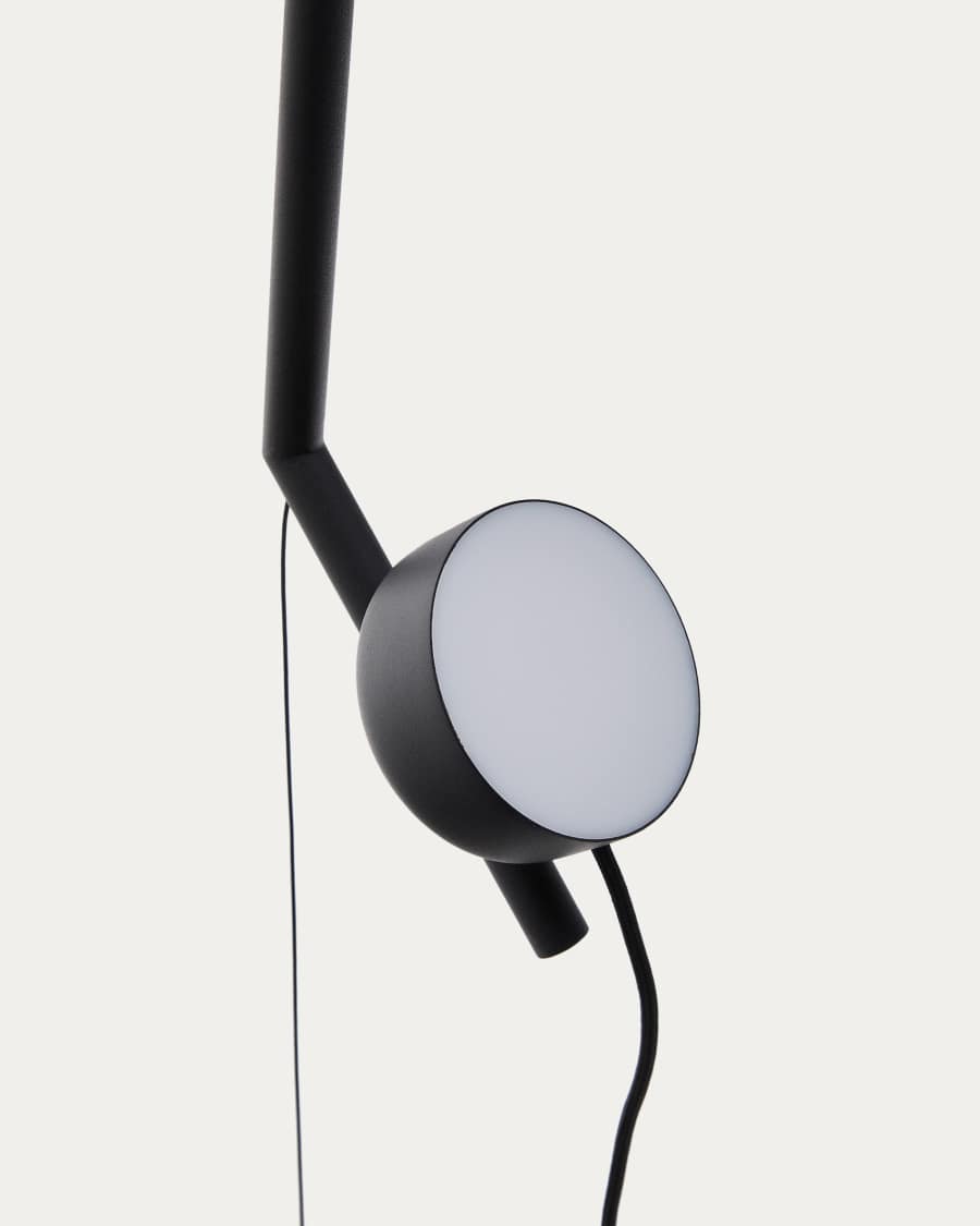 Estructura de llum Orey de metall negre amb focus multiposició i adaptador del Regne Unit