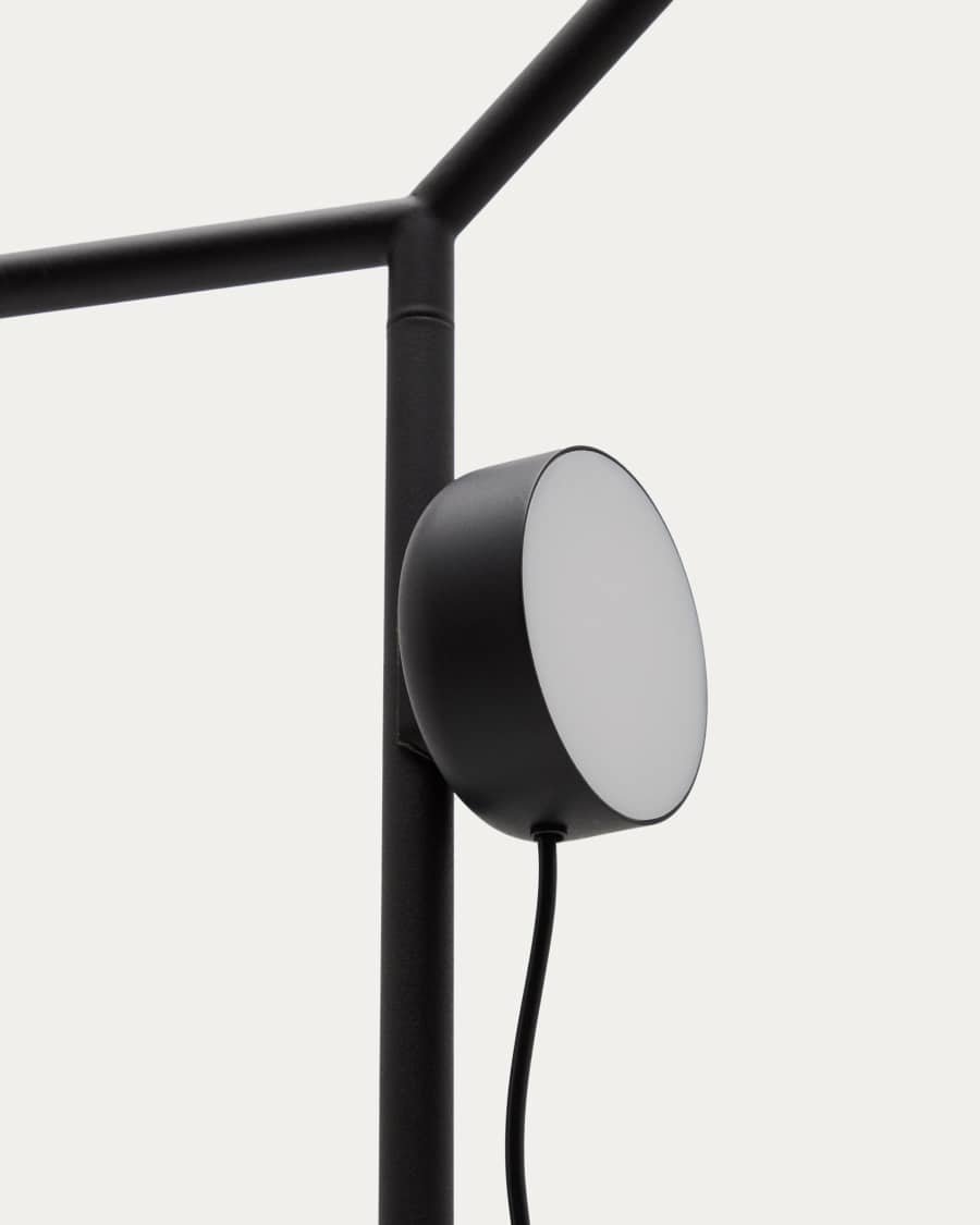 Orey staande lamp van zwart metaal met verplaatsbare spot