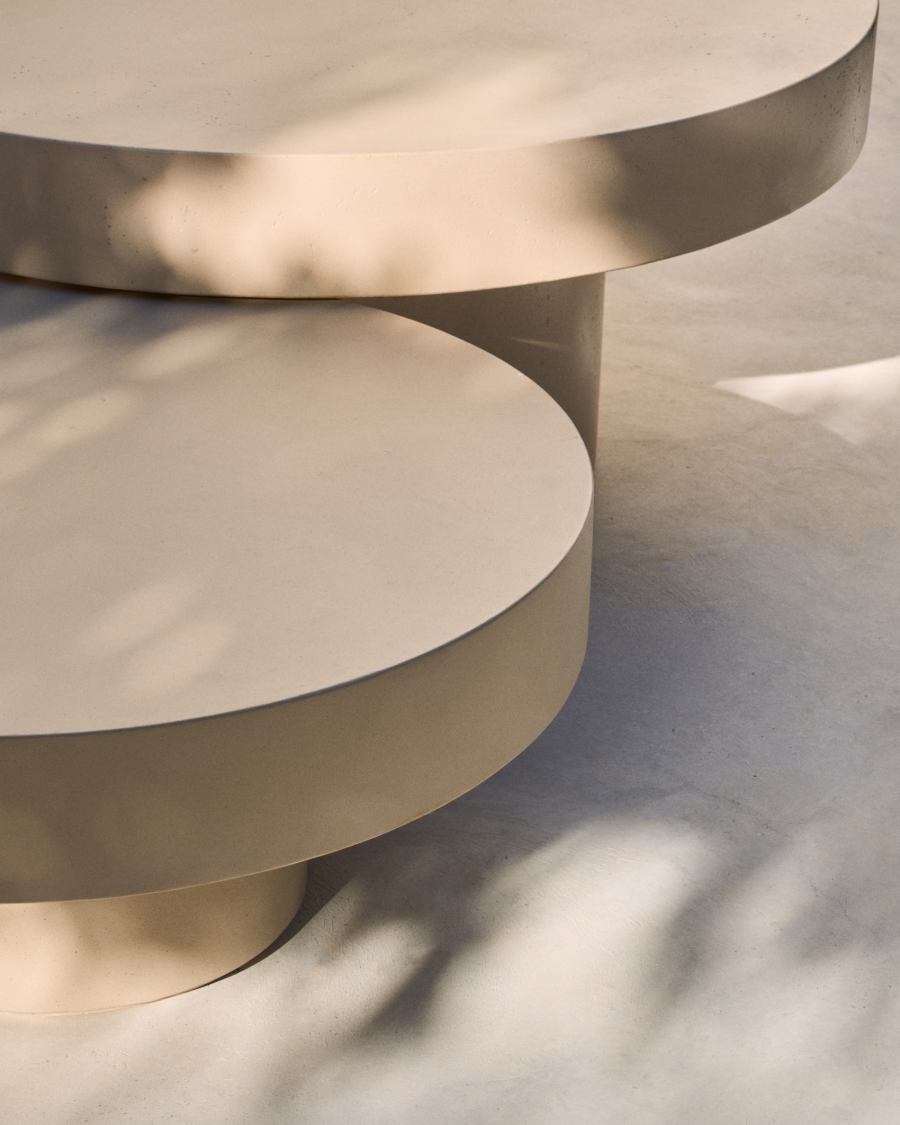 Couchtisch Aiguablava aus Zement in Beige Ø 66 cm