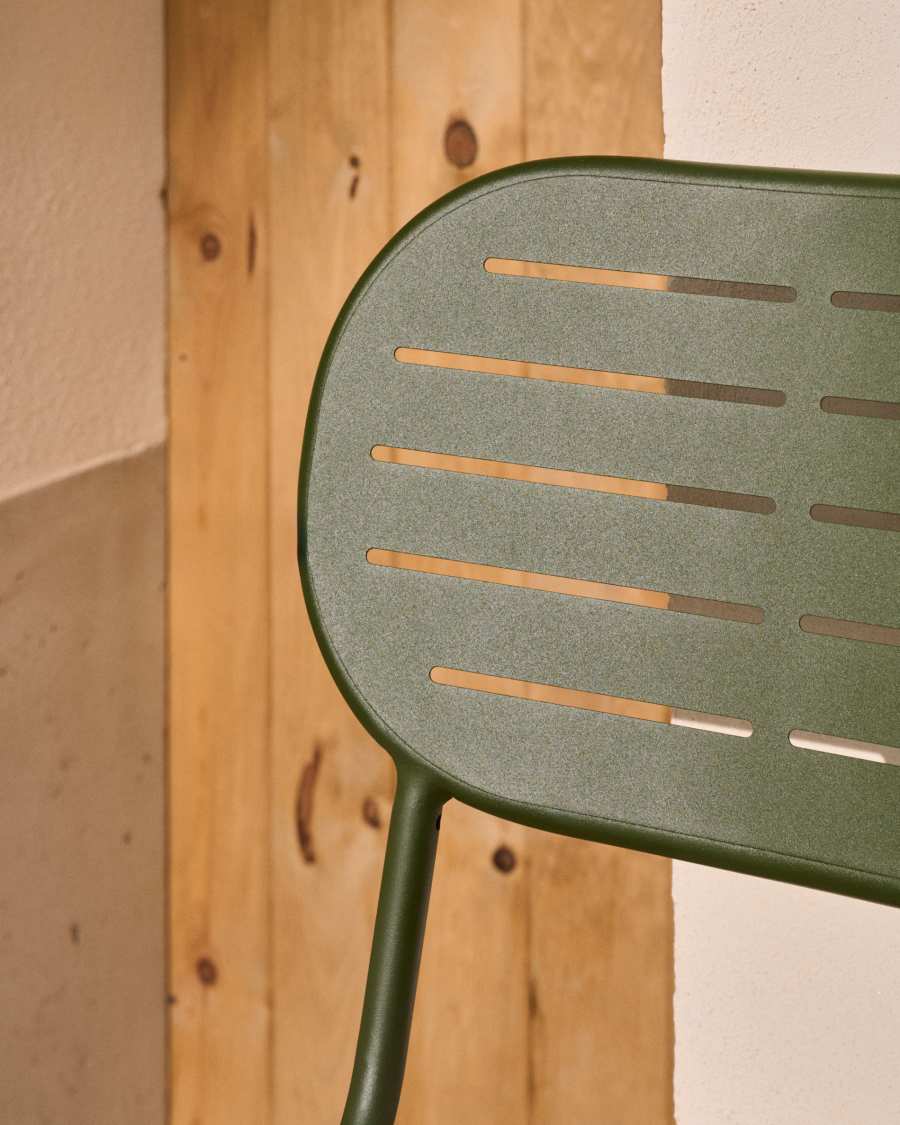 Brai stackable outdoor chair in green galvanised steel