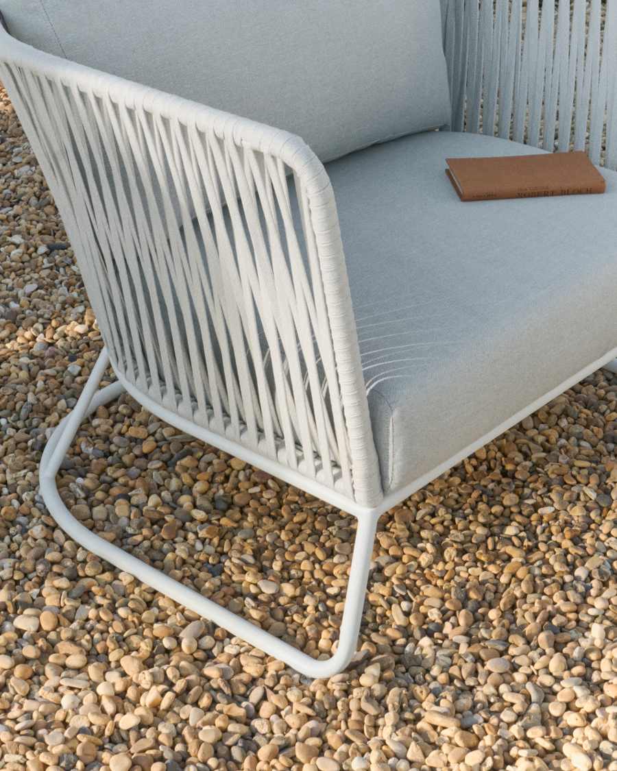 Saconca outdoor armchair in rope cord and grey galvanised steel