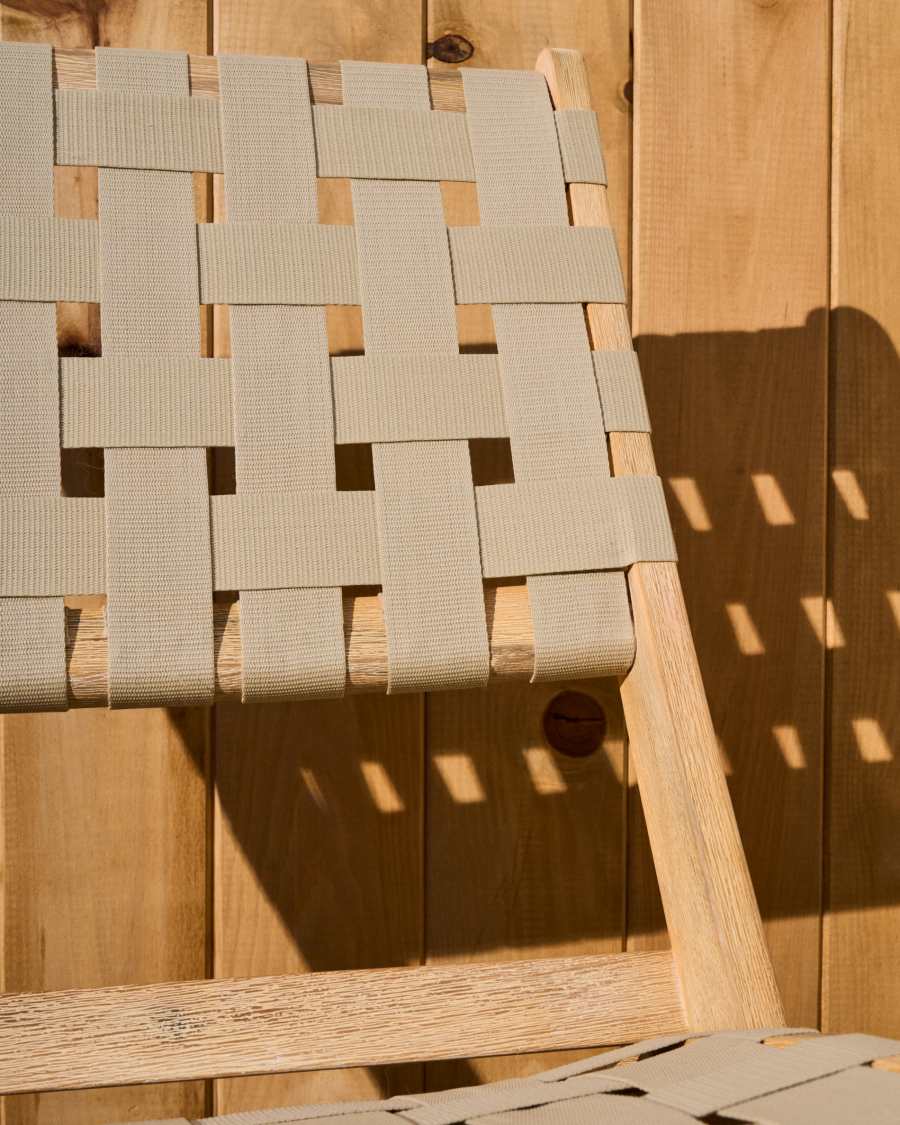 FSC 100% cream cord and solid acacia wood Chabeli folding chair