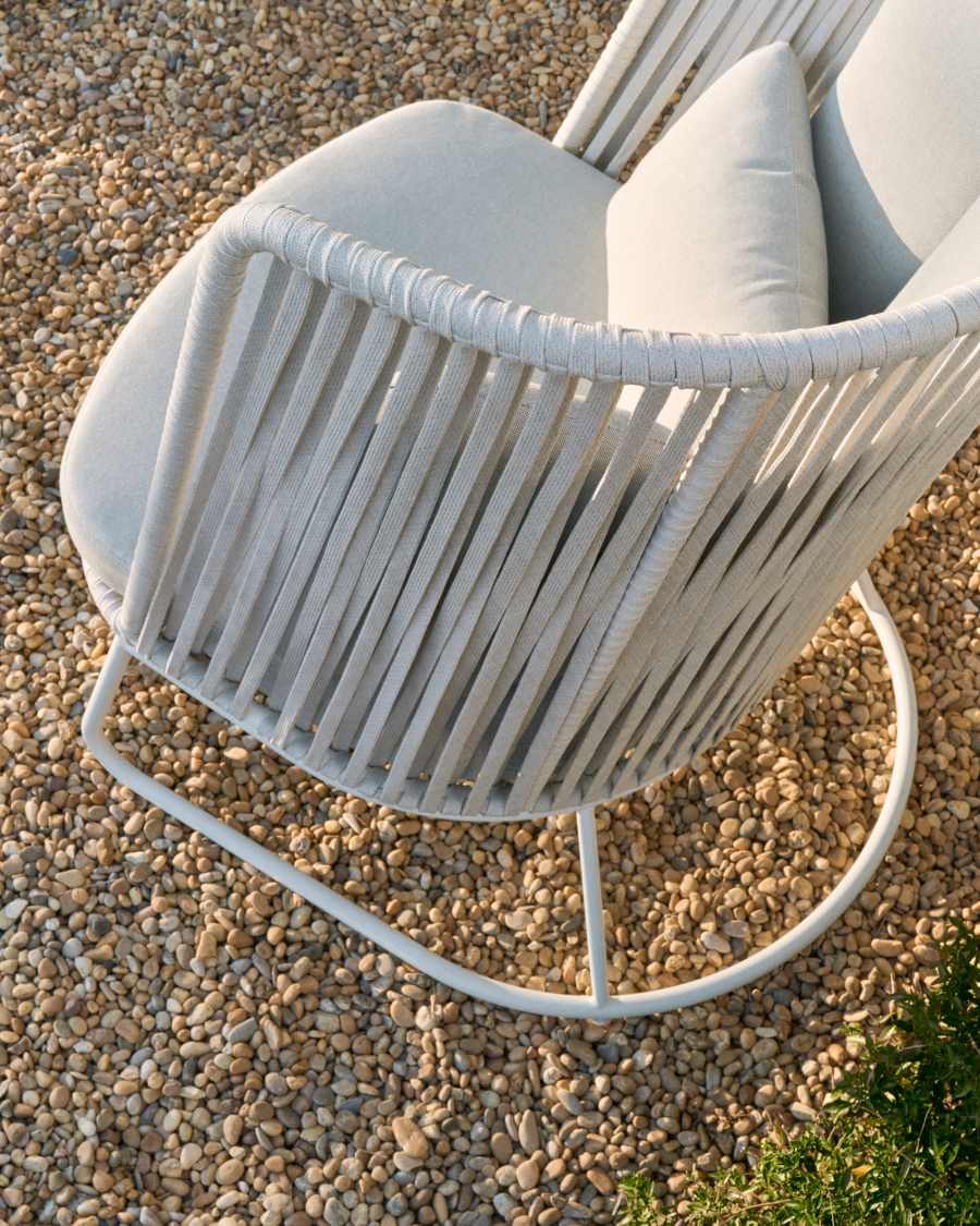 Saconca outdoor armchair in rope cord and grey galvanised steel