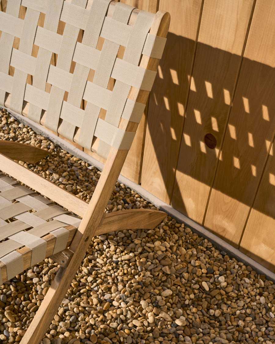 FSC 100% cream cord and solid acacia wood Chabeli folding chair