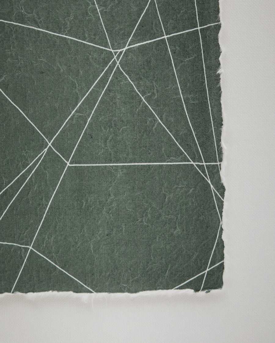 Durkan abstract picture on green recycled paper 100 x 70cm