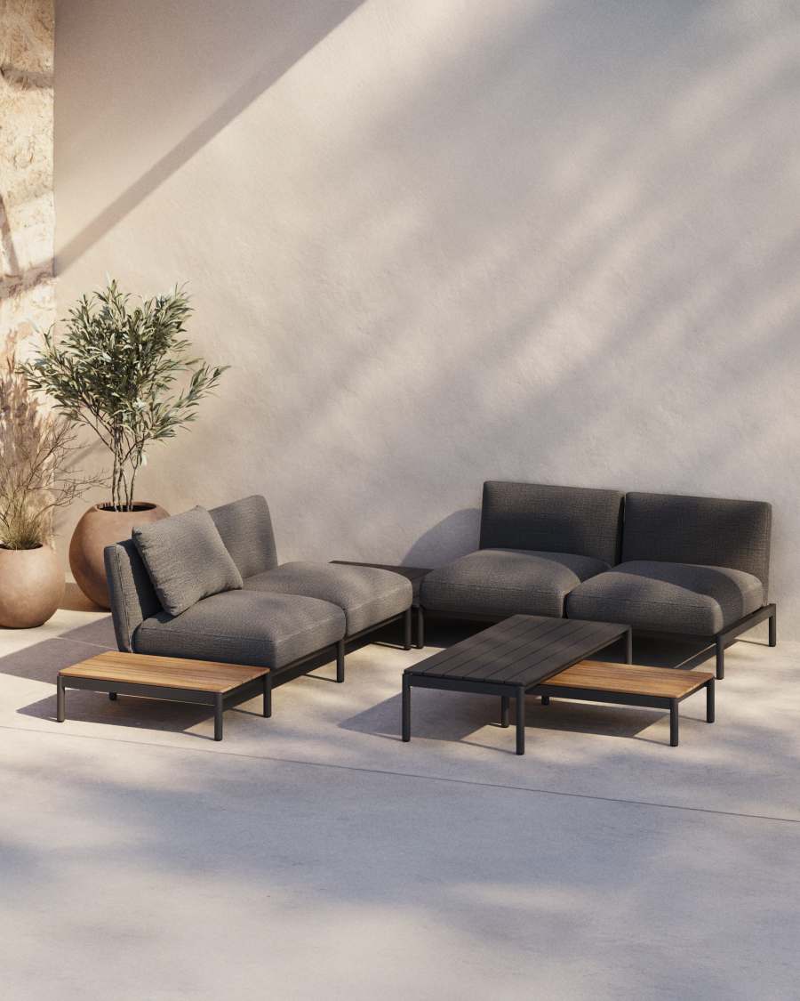 Table basse Sorells en aluminium gris 63 x 144,6 cm