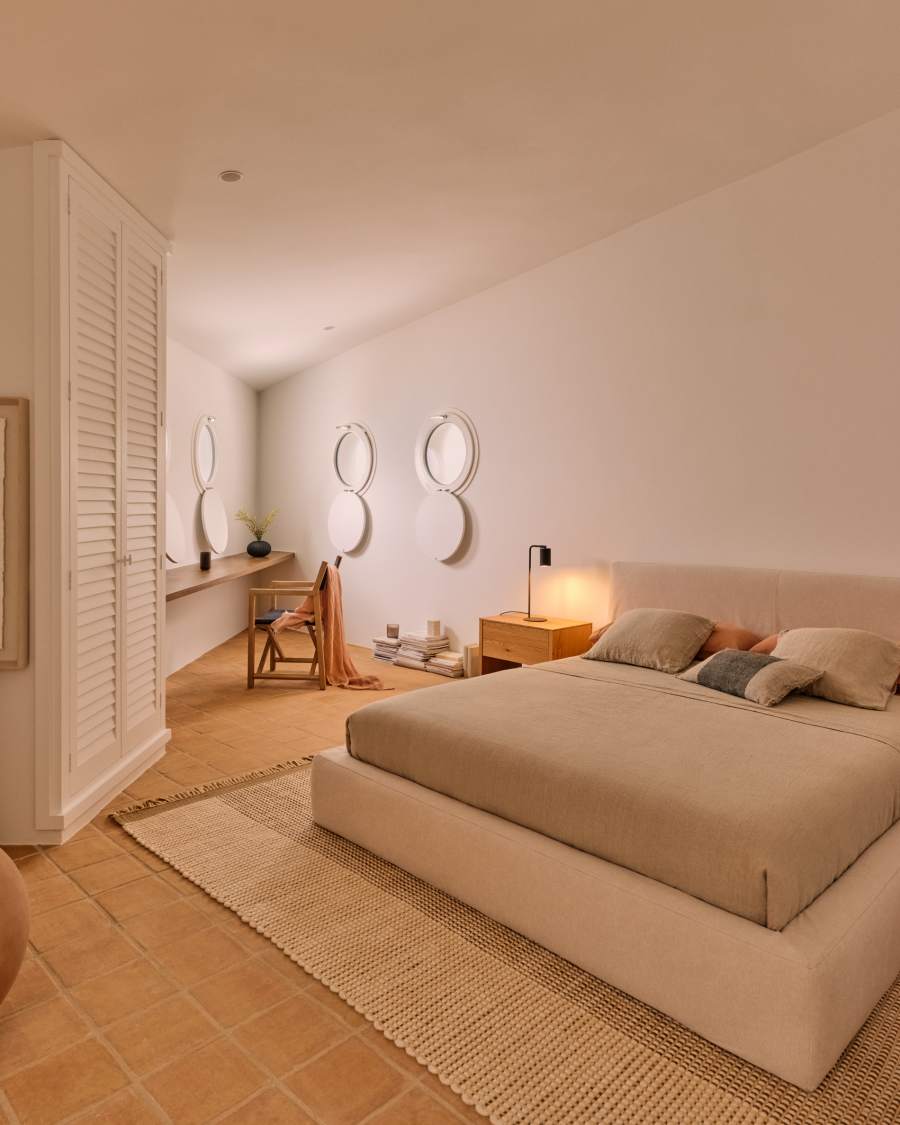 Tapis Blart en laine avec bandes latérales contrastées beige 160 x 230cm