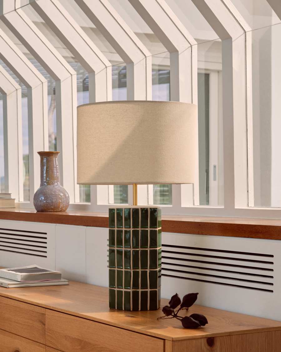 Llum de taula Rue de ceràmica verda