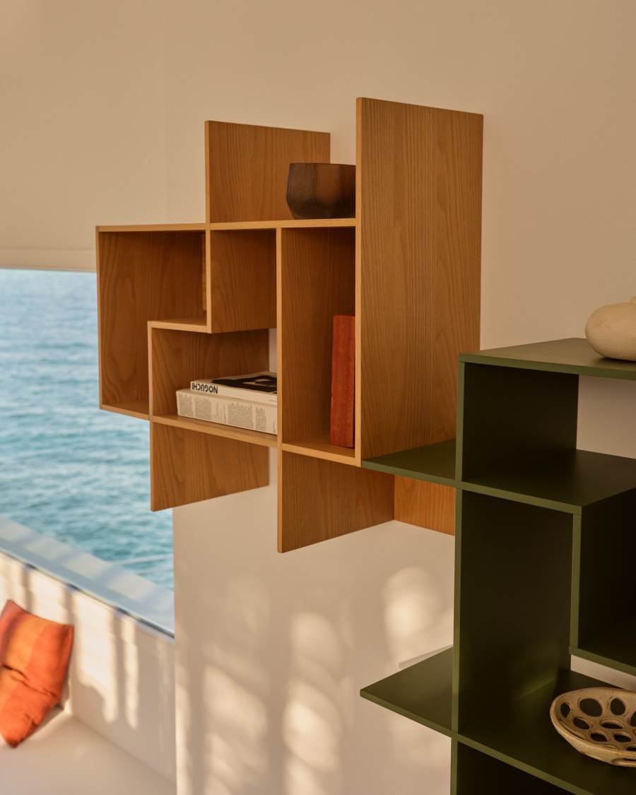 Étagère modulable Ina en placage de chêne finition ton naturel 80 x 80 cm FSC 100%