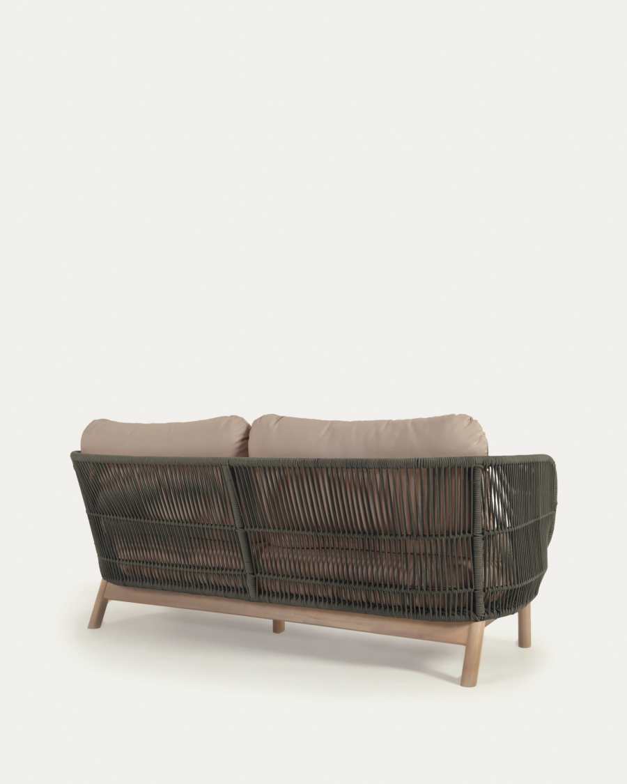 Catalina 3 seater sofa made with green cord and solid acacia wood, 170 cm FSC 100%