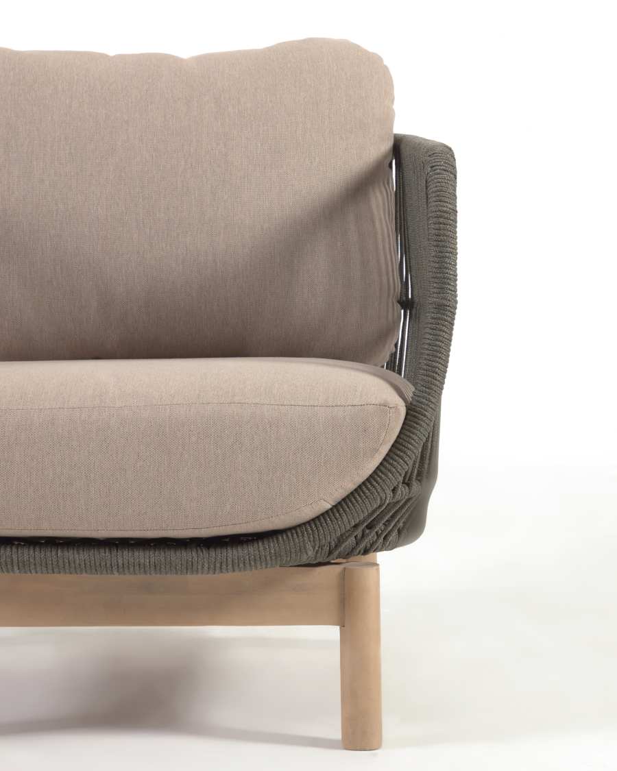 Catalina 3 seater sofa made with green cord and solid acacia wood, 170 cm FSC 100%