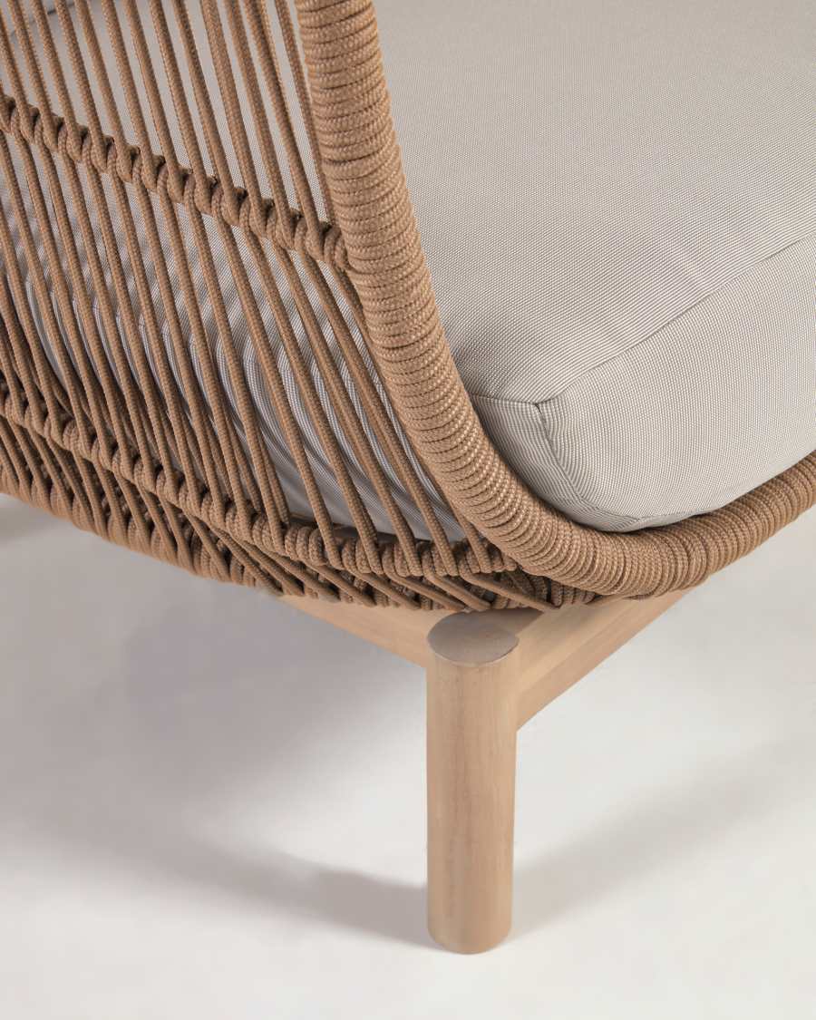 Catalina 3 seater sofa made with beige cord and solid acacia wood, 170 cm FSC 100%