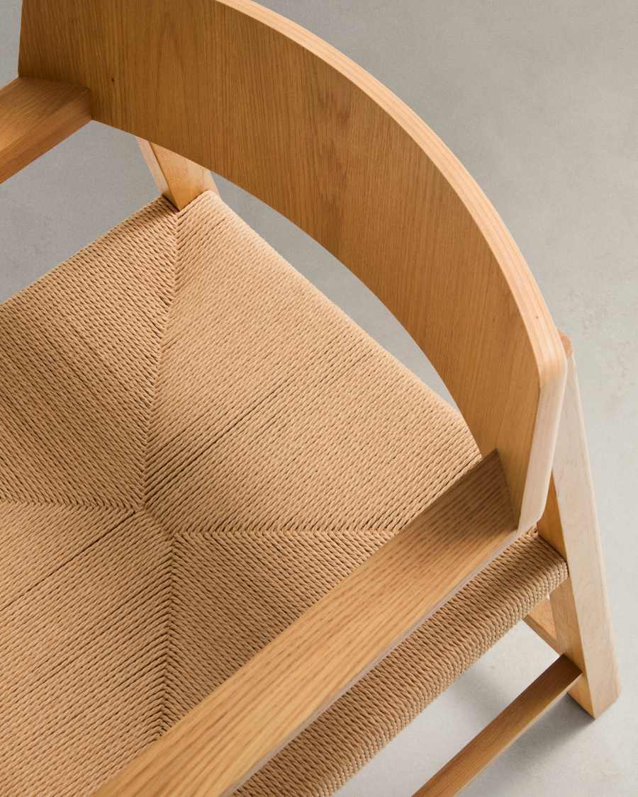 Idun chair made of FSC Mix Credit solid oak wood with natural tone finish and rope cord seat