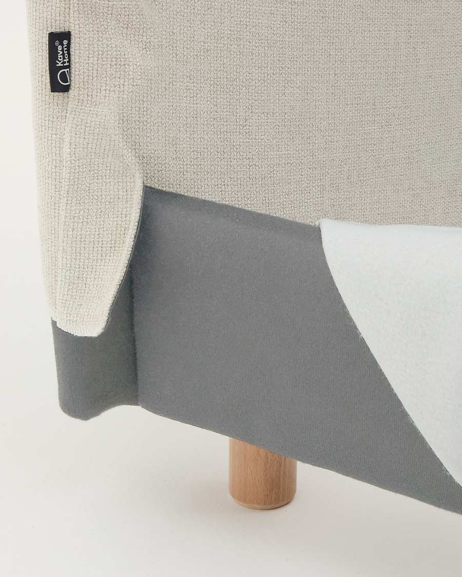 Housse pour cadre de lit Valma en tissu chenille perle pour matelas de 160 x 200 cm.