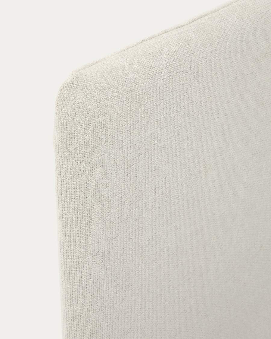 Pearl chenille Valma bed with removable cover and solid beech wood legs for a 160 x 200 cm mattress