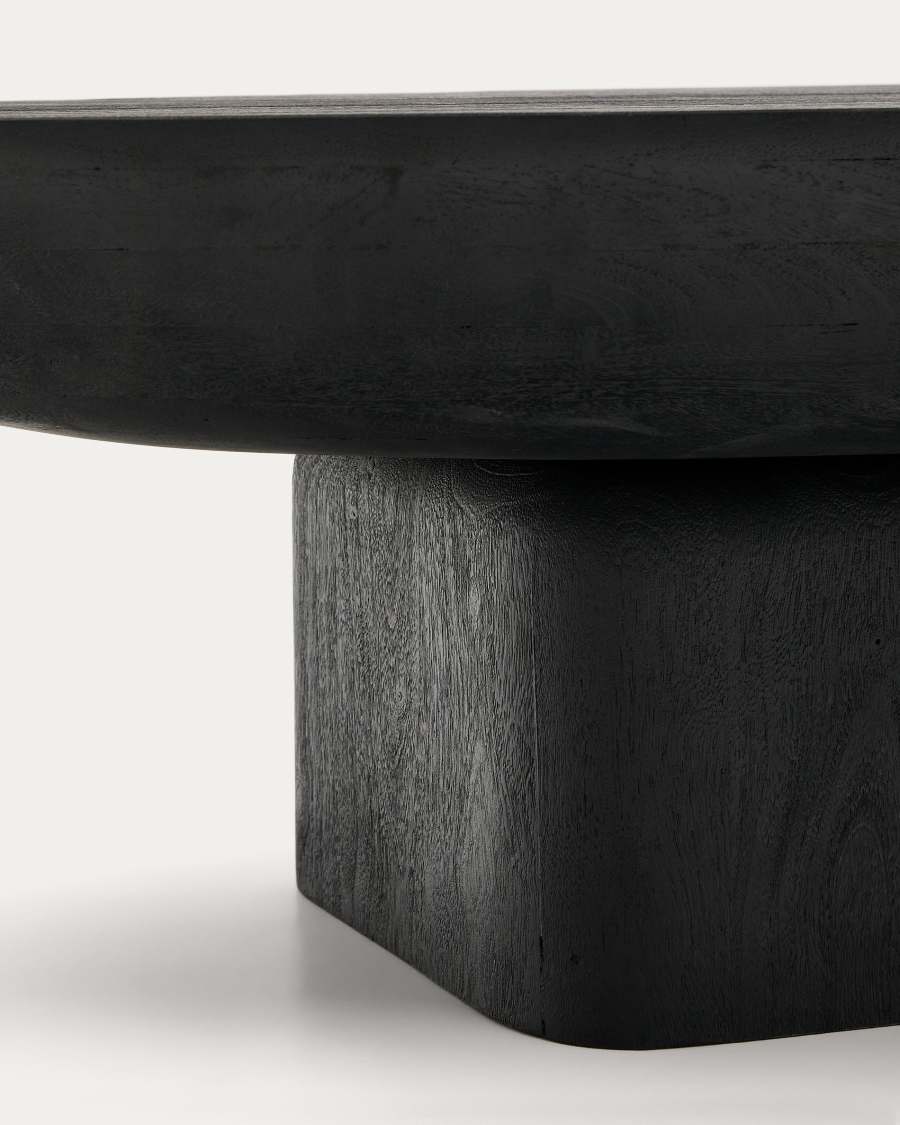 Tavolino da appoggio in legno massiccio di acacia con finitura nera FSC 100% 140 x 70 cm