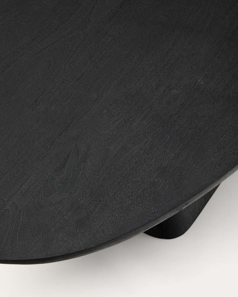 Tavolino da appoggio in legno massiccio di acacia con finitura nera FSC 100% 140 x 70 cm