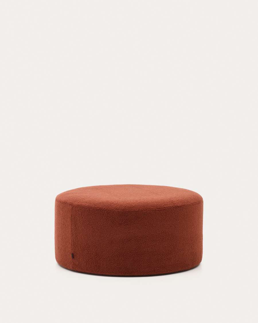 Kaeli footrest with removable cover in terracotta bouclé Ø 90 cm