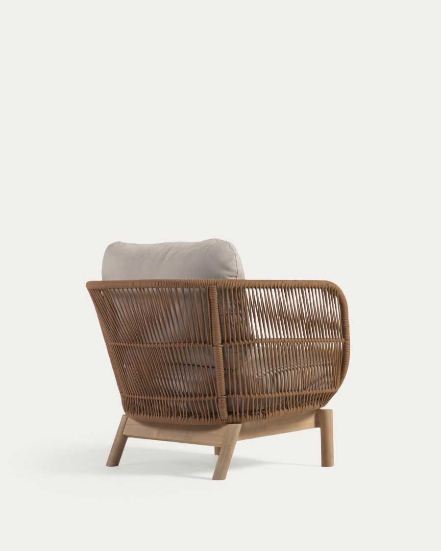 Πολυθρόνα Catalina, μπεζ σκοινί και FSC μασίφ ξύλο ακακίας