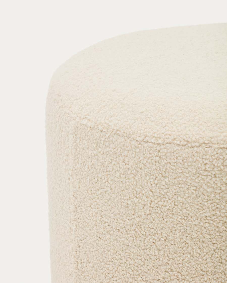 Repose-pieds déhoussable Kaeli en bouclette écru Ø 60 cm