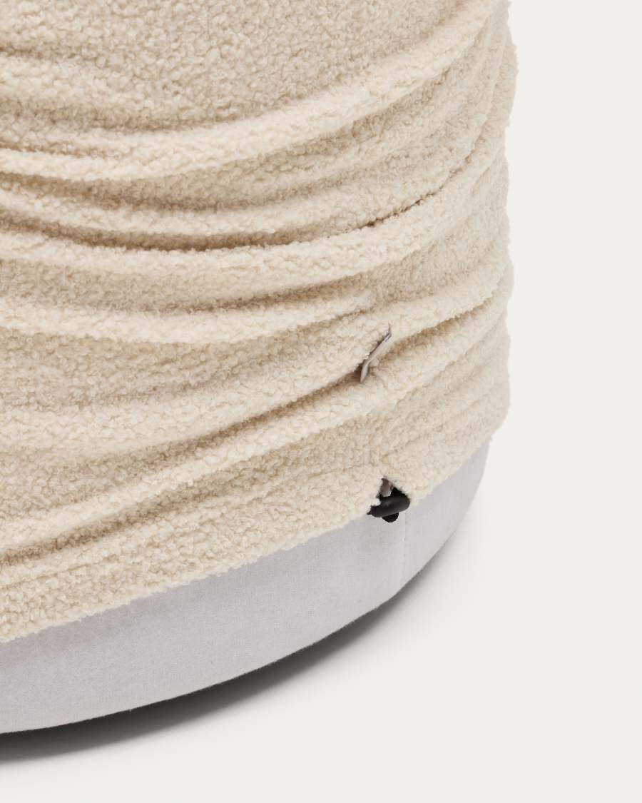Repose-pieds déhoussable Kaeli en bouclette écru Ø 60 cm