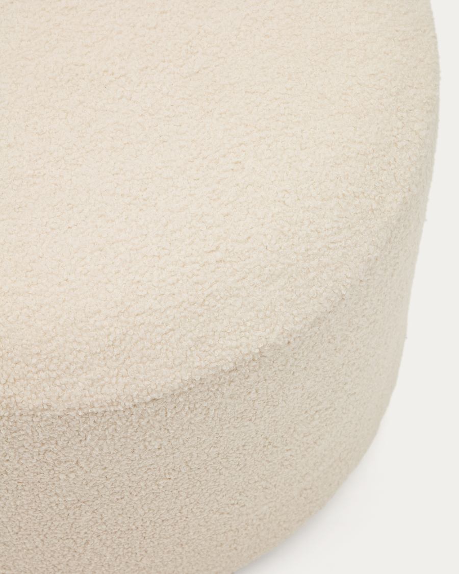 Repose-pieds déhoussable Kaeli en bouclette écru Ø 60 cm