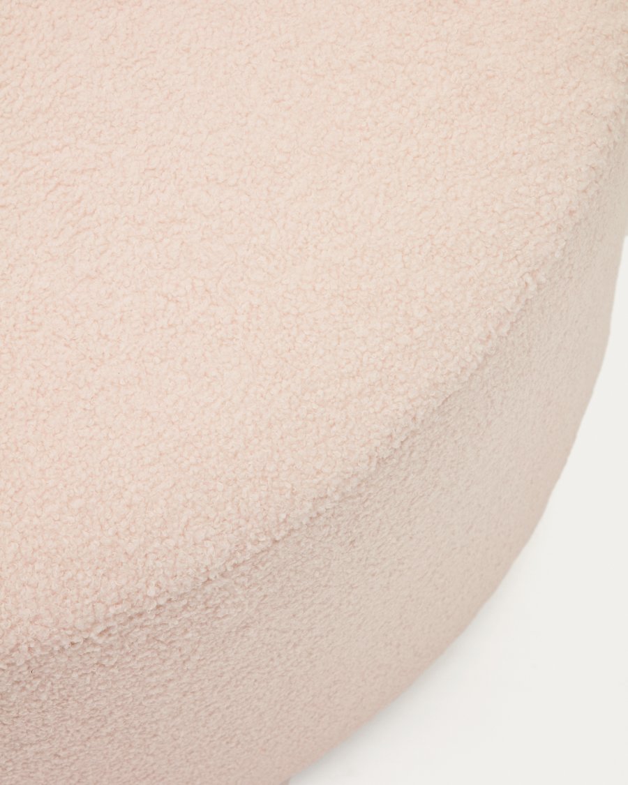 Repose-pieds déhoussable Kaeli en bouclette rose Ø 90 cm