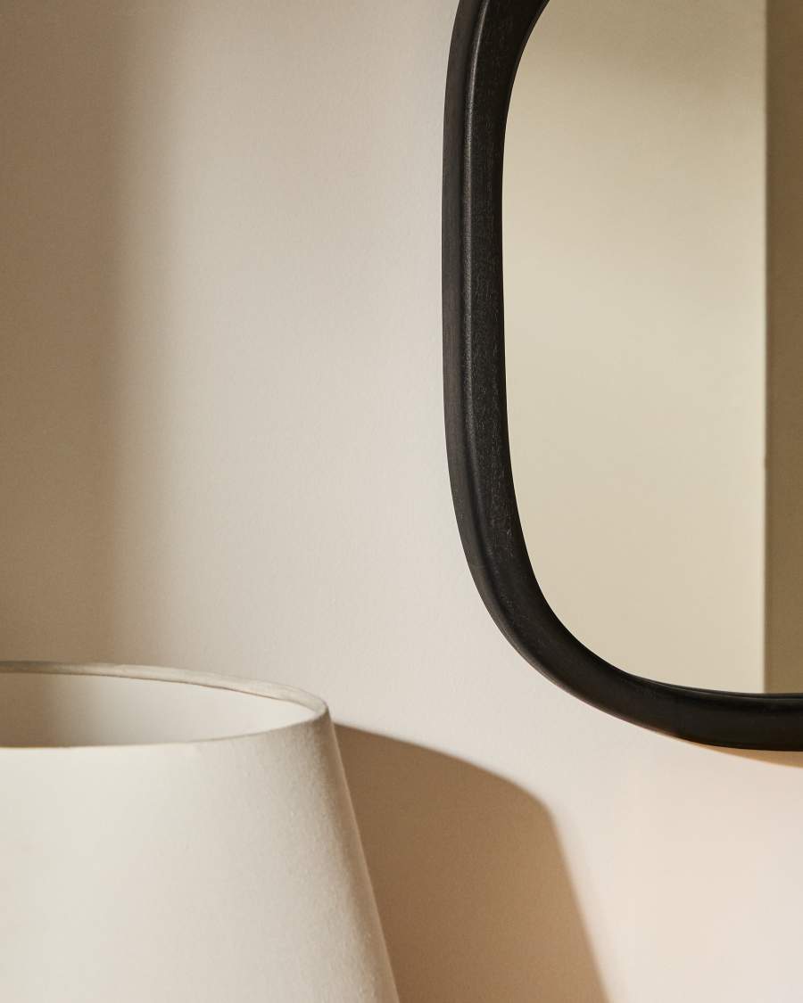 Alura black teak wood mirror 45,5 x 47 cm FSC 100%