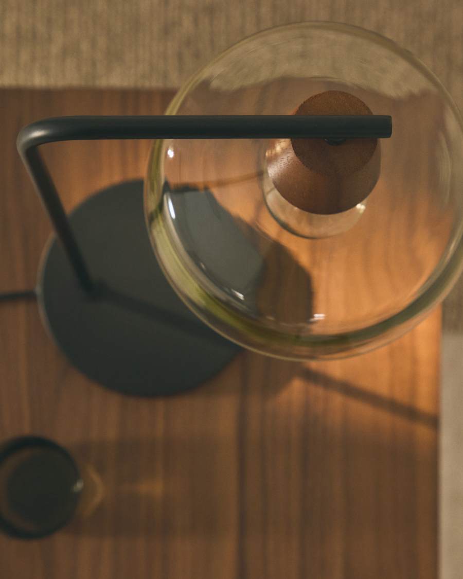 Silex table lamp with a metal foot in green glass