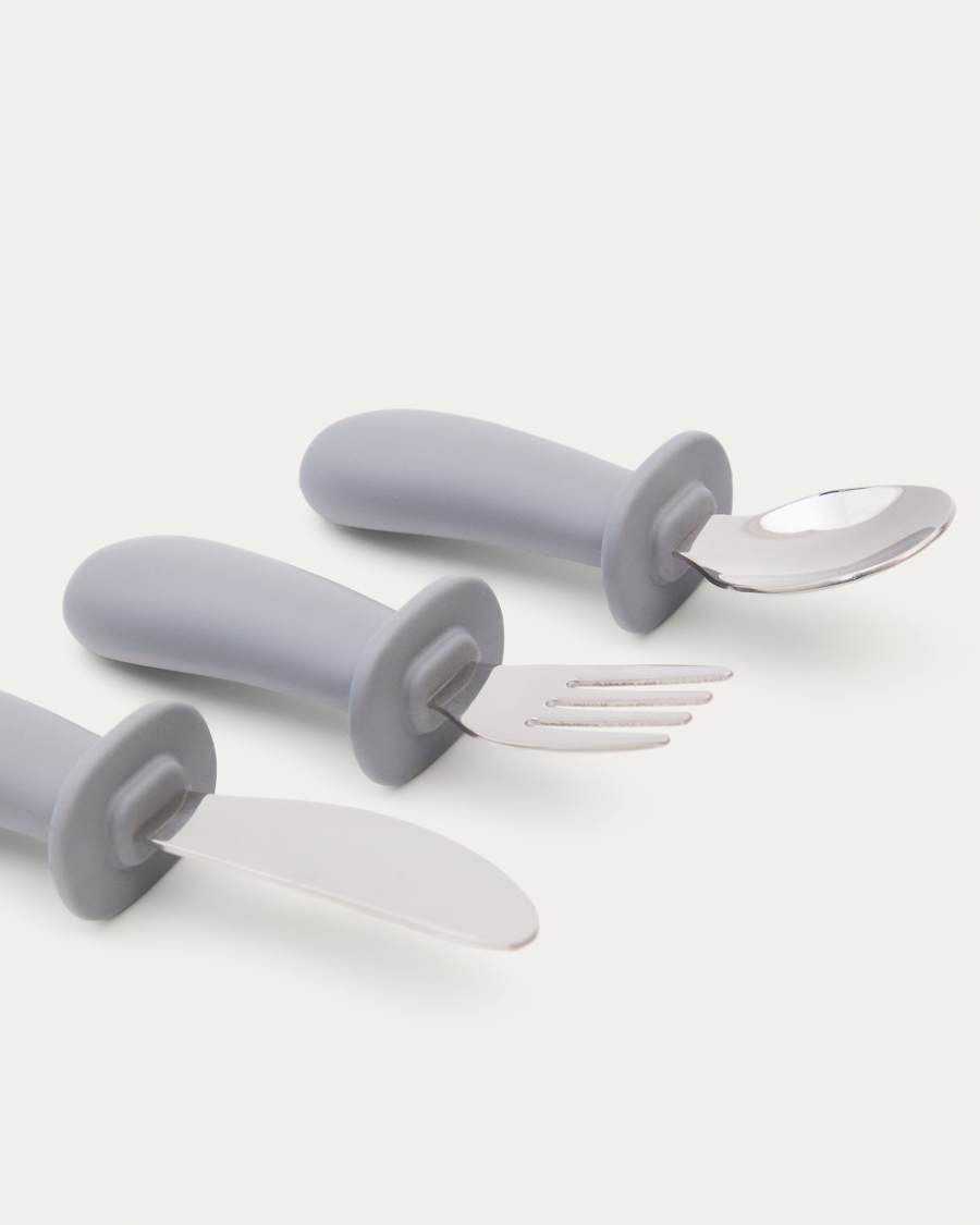 Σετ κουτάλι, πιρούνι και μαχαίρι σιλικόνης Lili μπλε