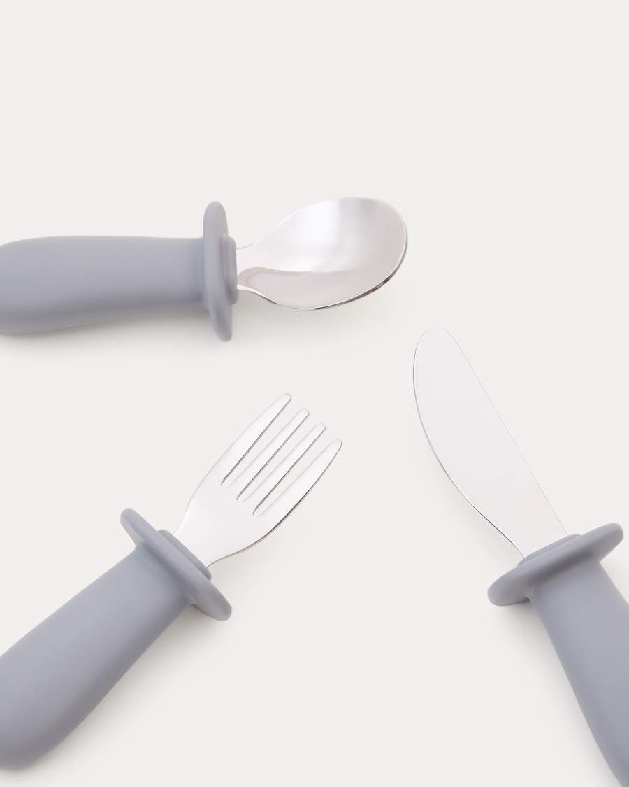 Σετ κουτάλι, πιρούνι και μαχαίρι σιλικόνης Lili μπλε