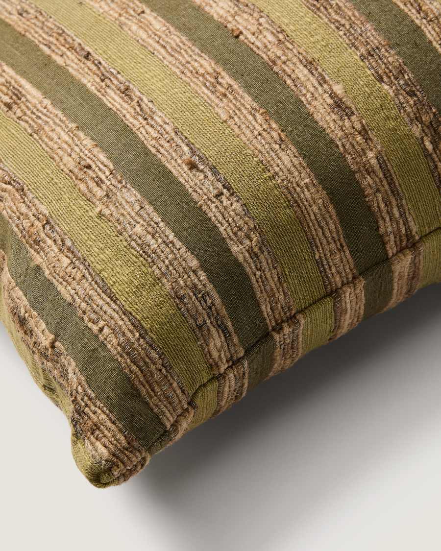 Funda de coixí Dorevi barreja de seda jacquard de ratlles verdes 40x60 cm