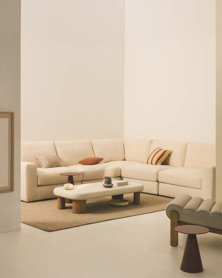 Alea 5-seater modular corner sofa with removable cover in ecru chenille 310 x 310cm