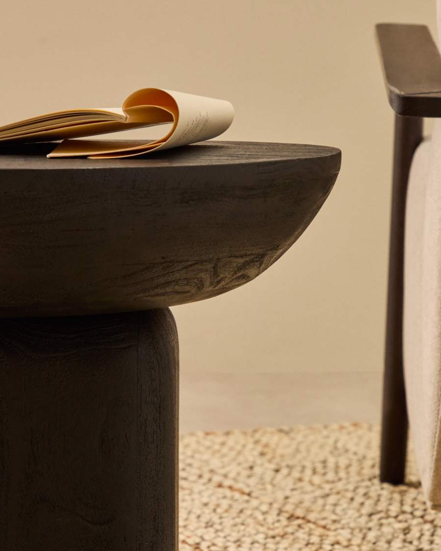 Ovak side table in solid acacia wood with black finish FSC 100% Ø50cm