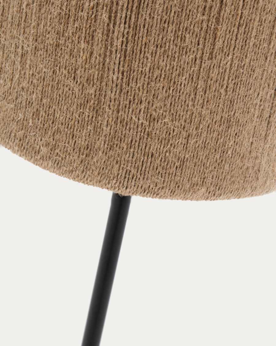 Kor table floor lamp made of jute and acacia wood in a dark finish