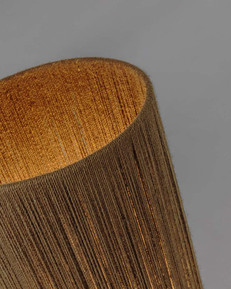 Kor table floor lamp made of jute and acacia wood in a dark finish