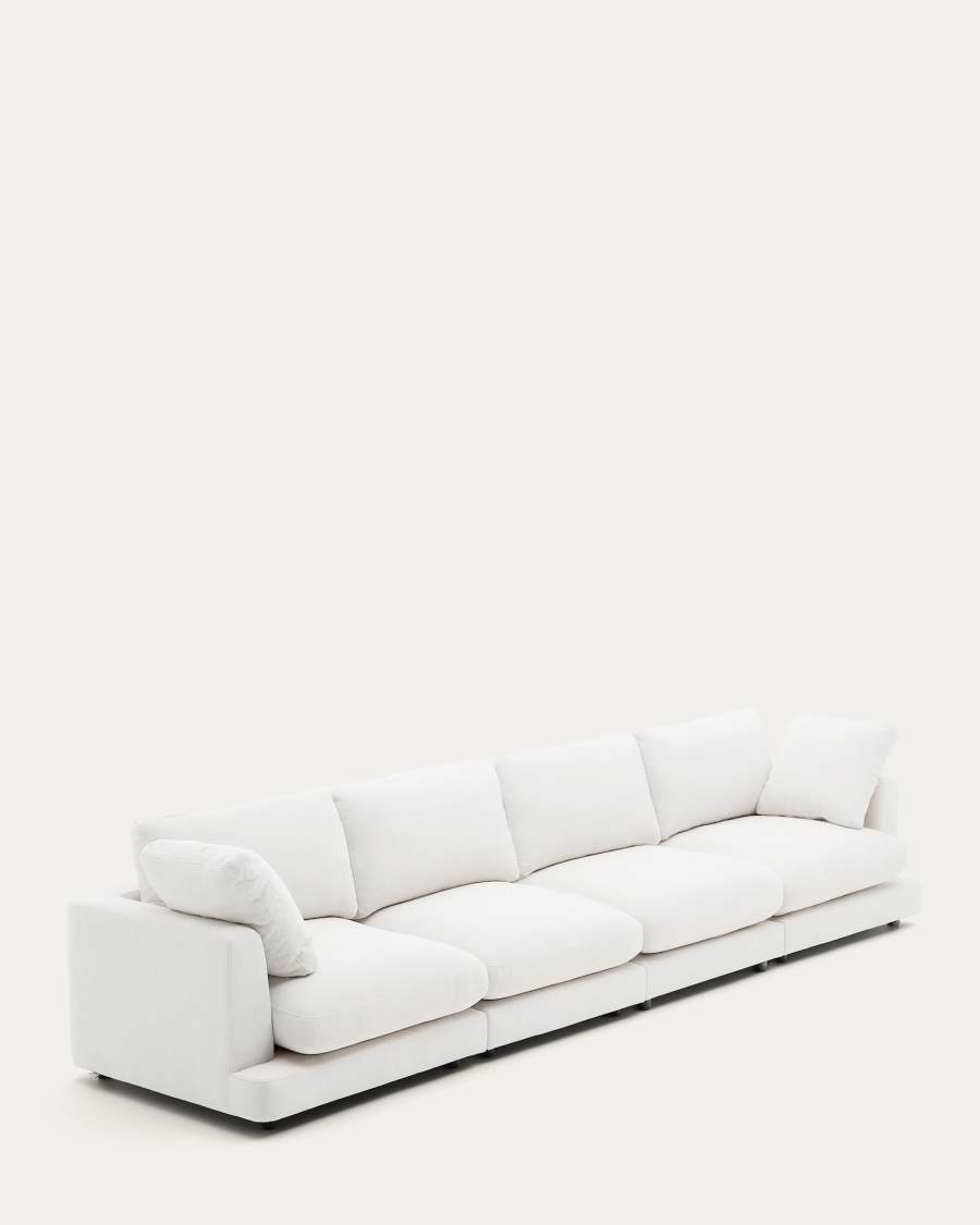 Canapé Gala 6 places en chenille blanche 390 cm – Certifié FSC Mix Credit