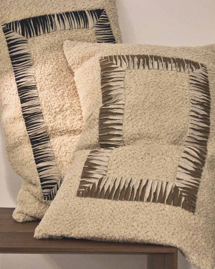 Enari beige and black cotton cushion cover 50 x 30cm