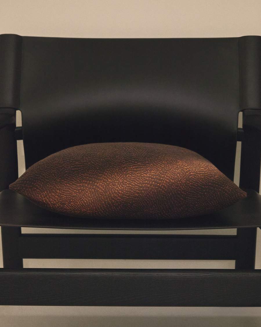 Junie cushion cover in brown cotton jacquard 50 x 50 cm