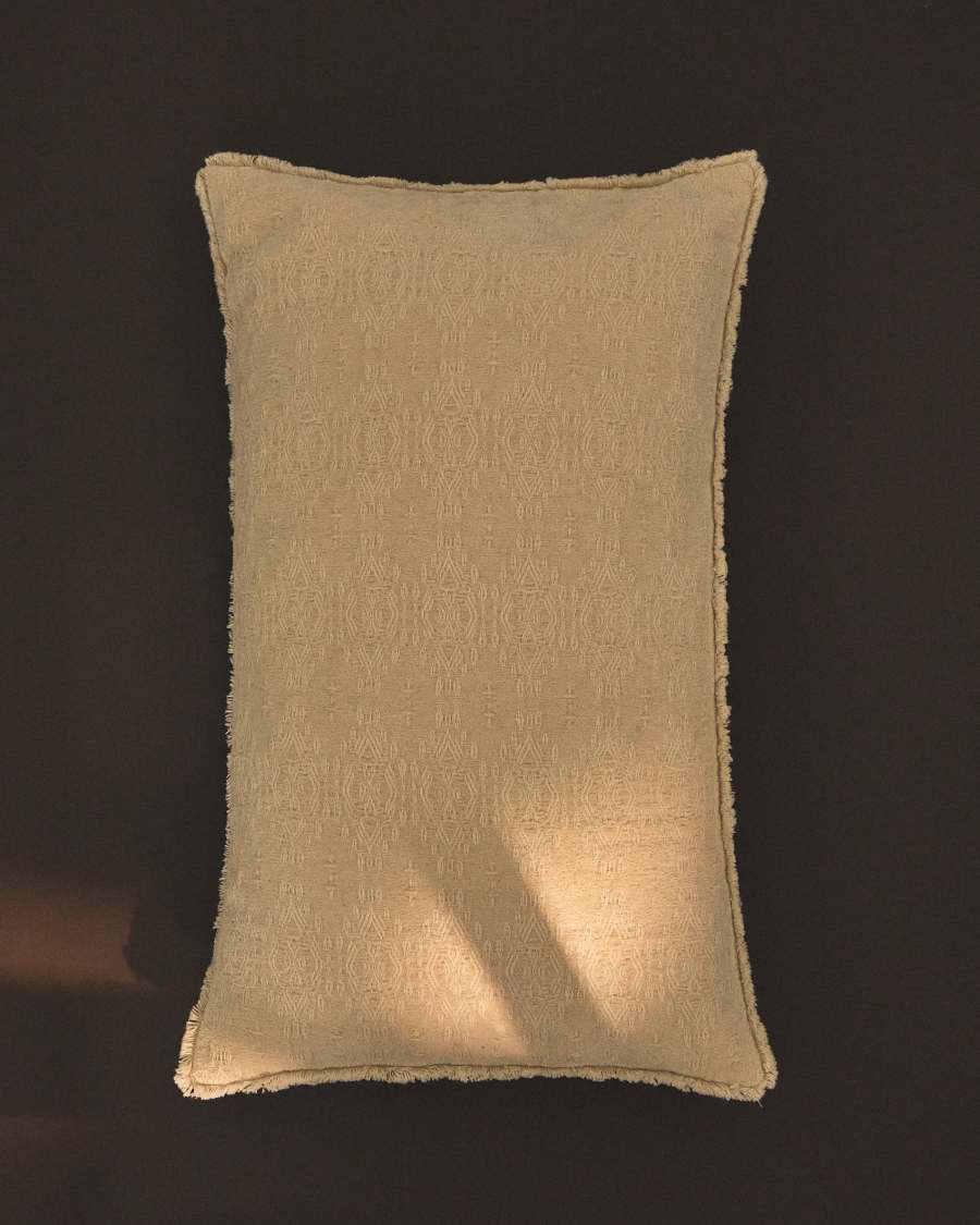 Narela cushion cover in natural jacquard cotton and viscose 50 x 30 cm