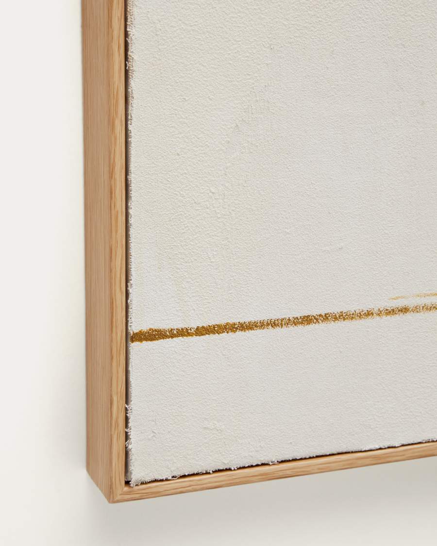 Salin Bild abstrakt mit vertikalem Streifen aus Leinen beige 80 x 100 cm