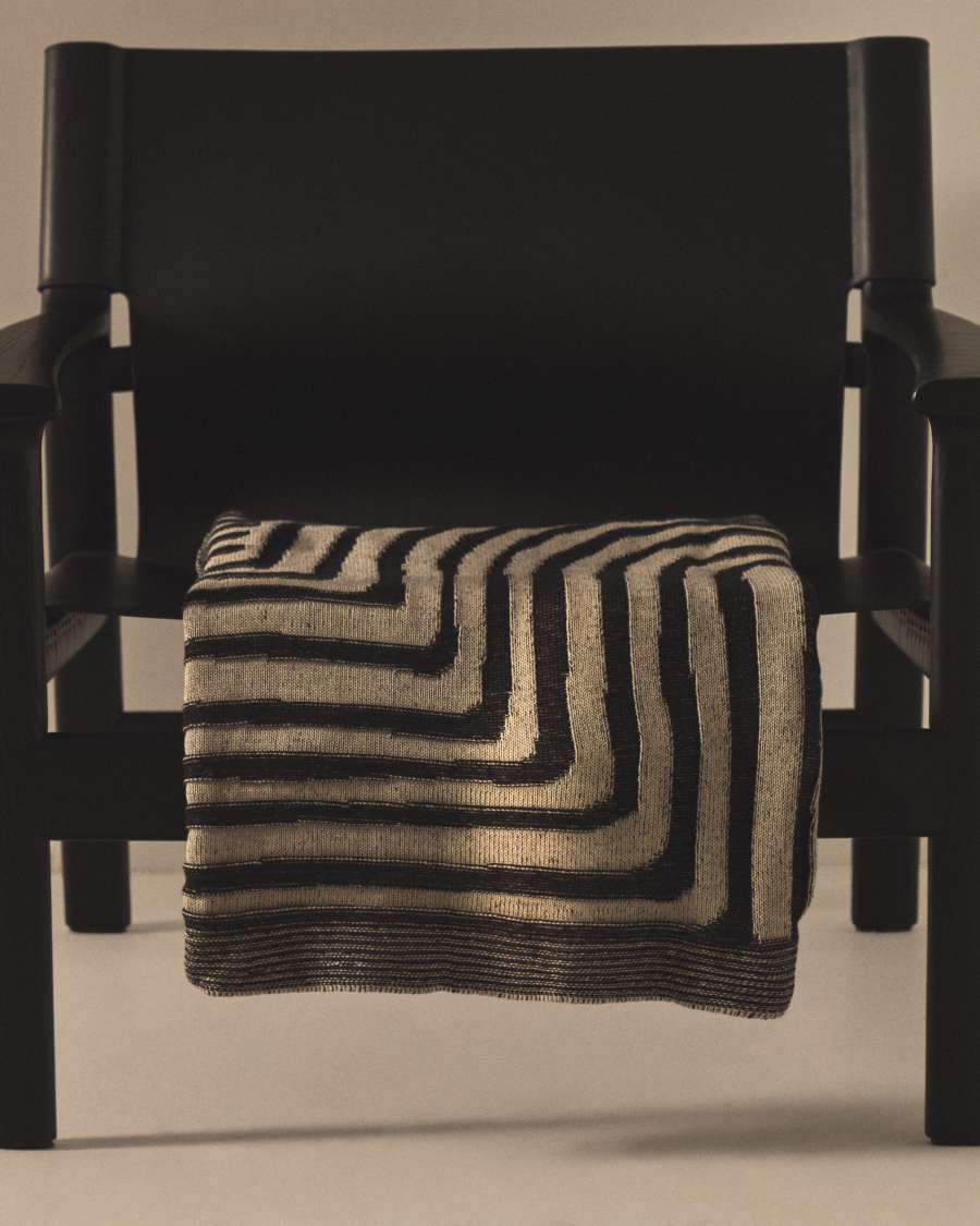 Plaid Oreli en jacquard de coton zèbre noir 130 x 170 cm