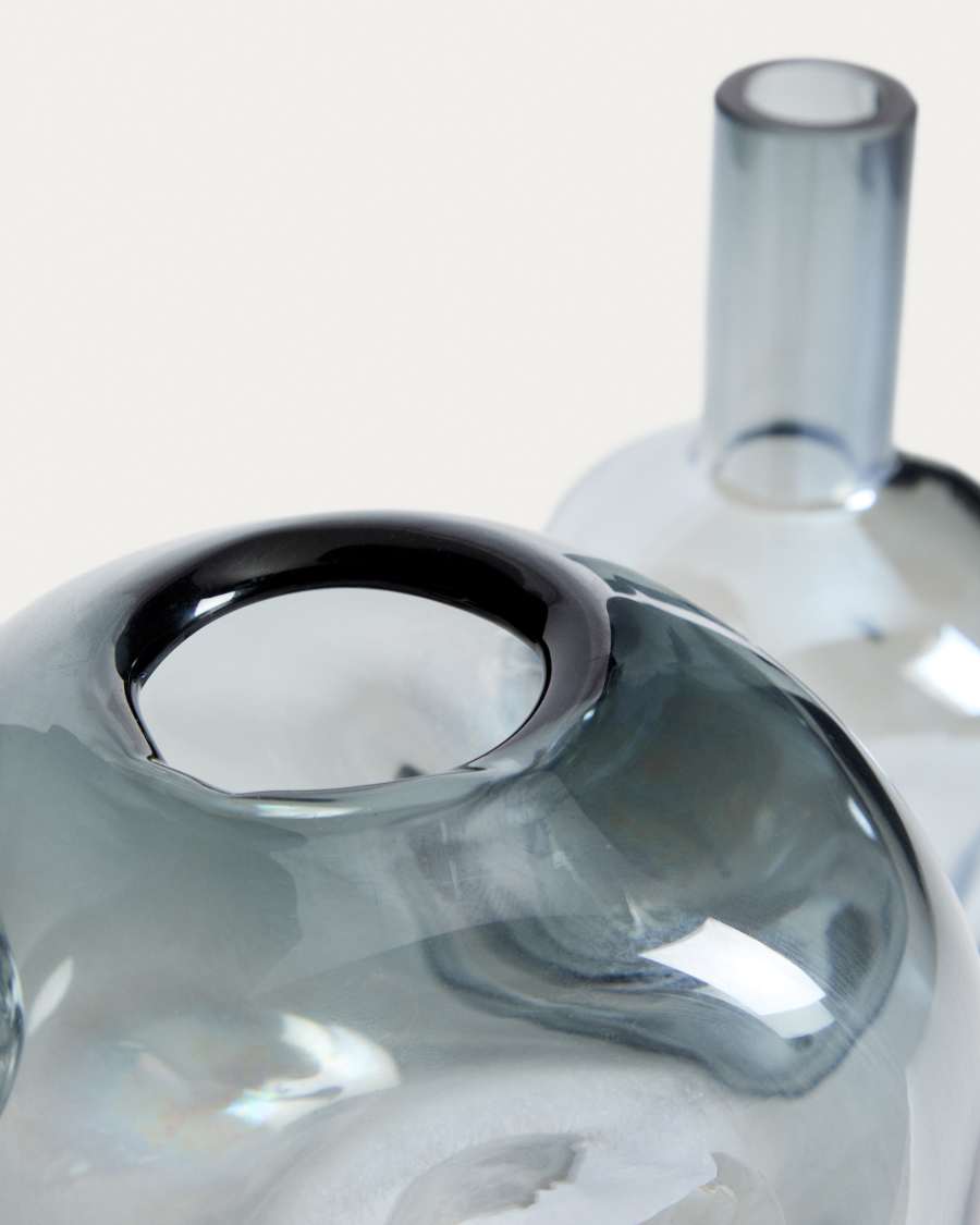 Vaas Olivet van blauw glas 32,5 cm