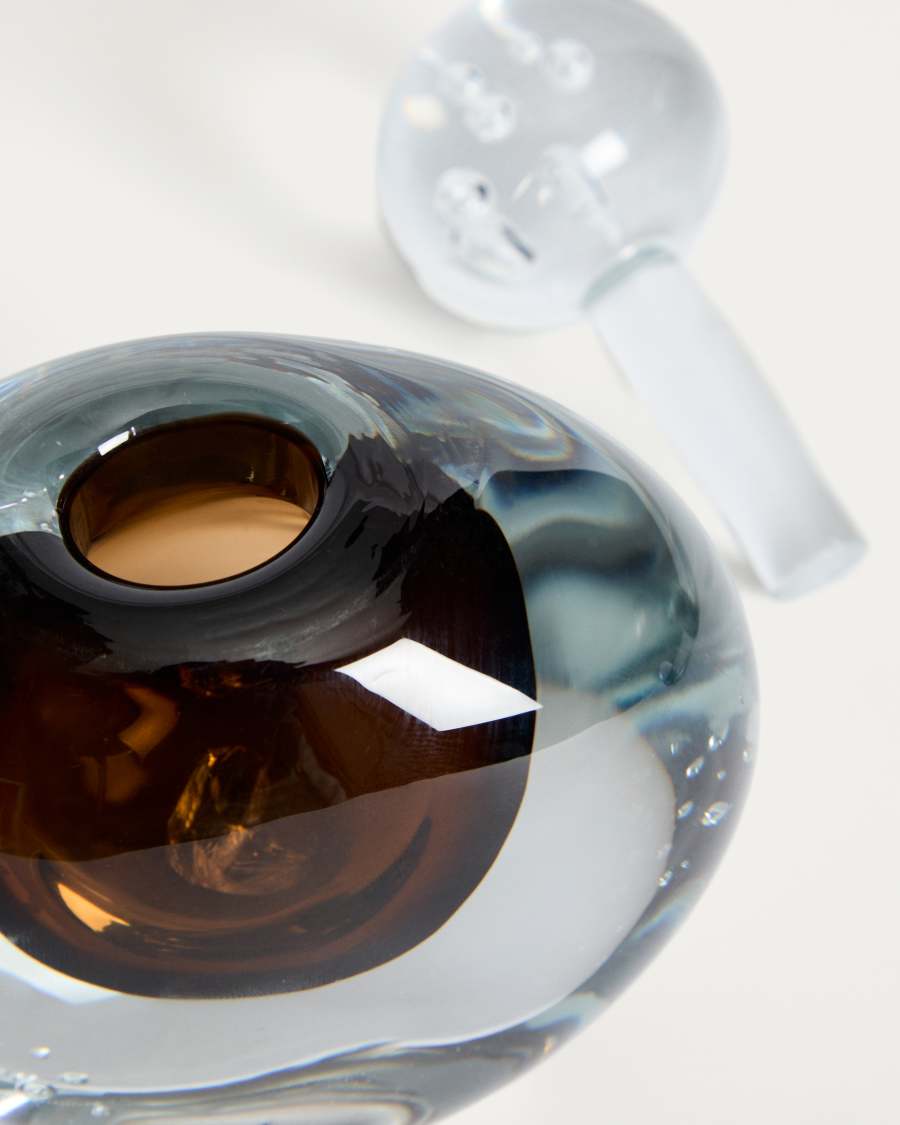 Lunivo brown glass vase 13 cm